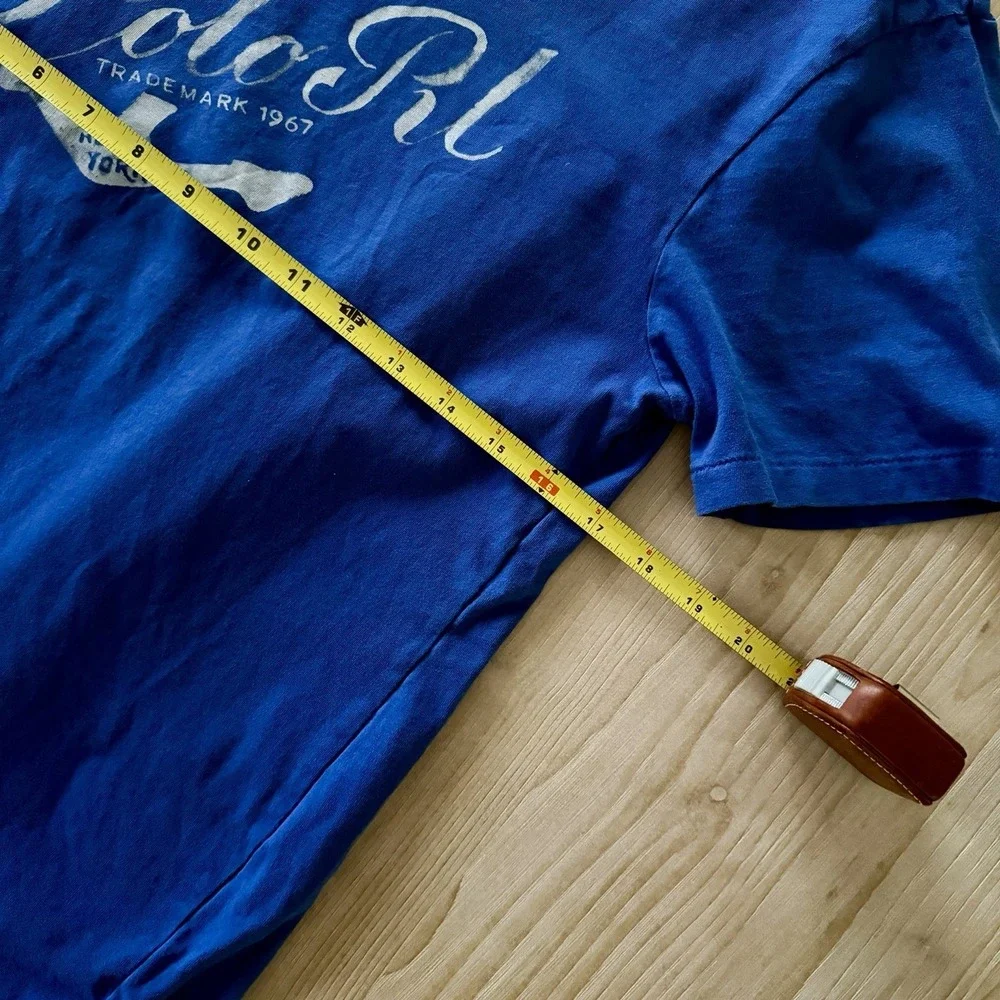 Ralph Lauren Polo Tshirt Sz Medium Electric‎ Blue Anchor Sailing
